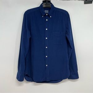 Vintage Hartford Slim Fit Mens Corduroy Button Down Shirt Blue Size M